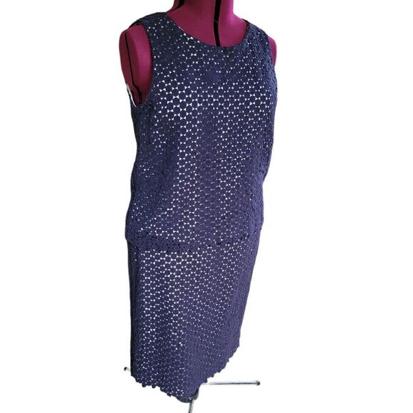Karl Lagerfeld Paris Blue Eye-Lace Top & Skirt Matching Set (Size L) - Picture 1 of 10